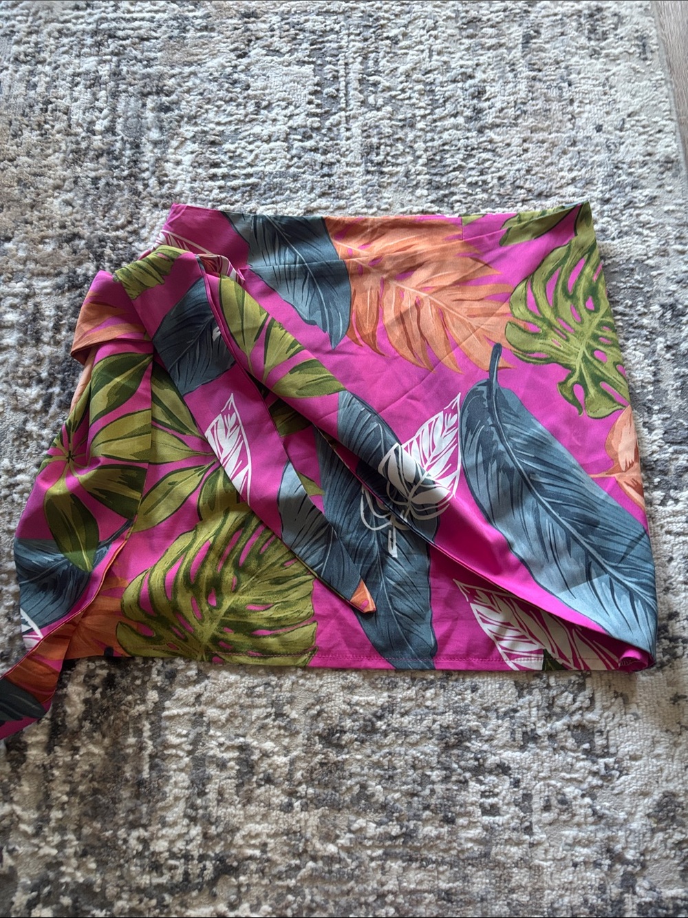 Tropical Print Pink Wrap Skirt
